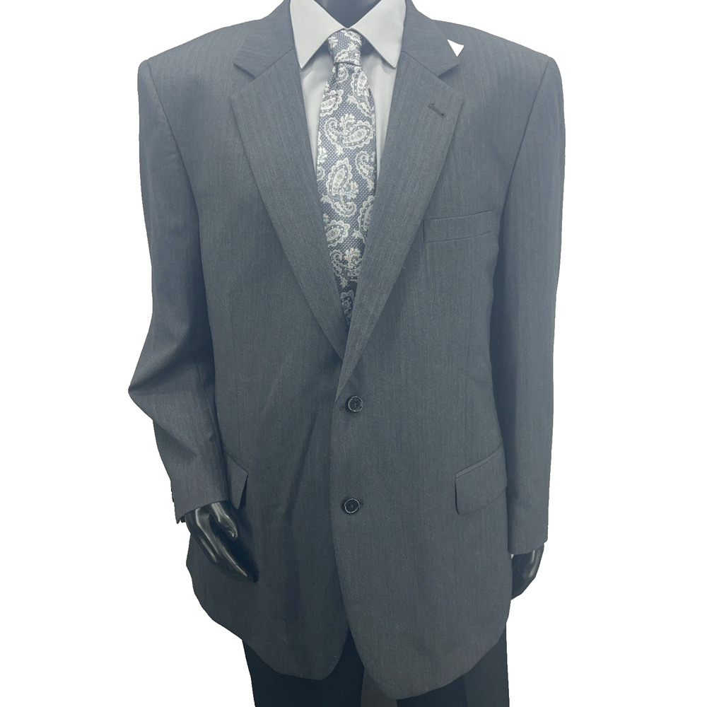 NWT Jos A Bank Signature Mens 48R Dark Gray Herringbone Blazer Coat Suit Jacket‎